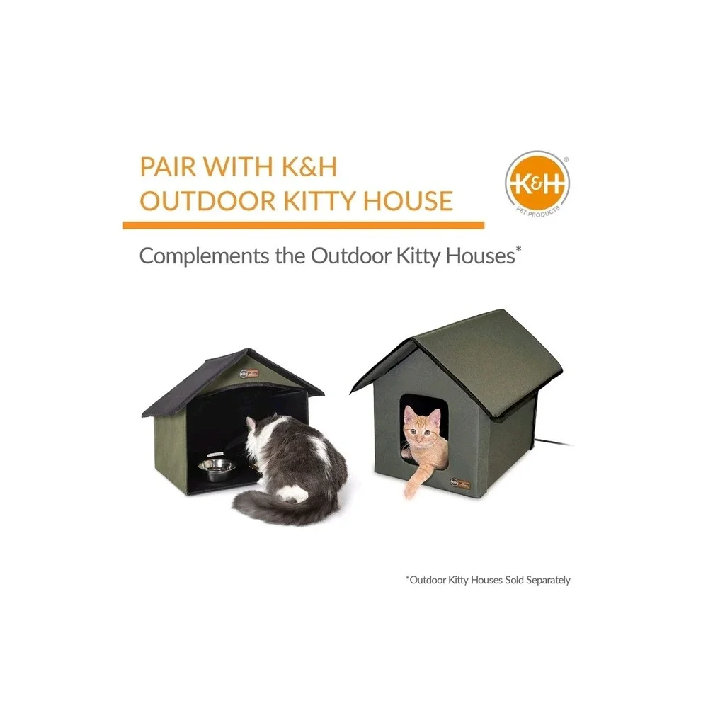 K&h Pet Products Outdoor Kitty Dining Room Outdoor Cat Shelter for Food & Water,